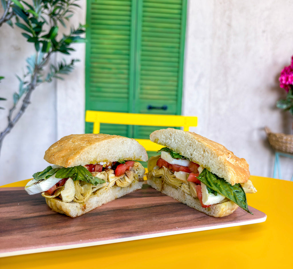 Artichoke and Red Pepper Caprese sandwich at Buon Cibo Italian Specialties