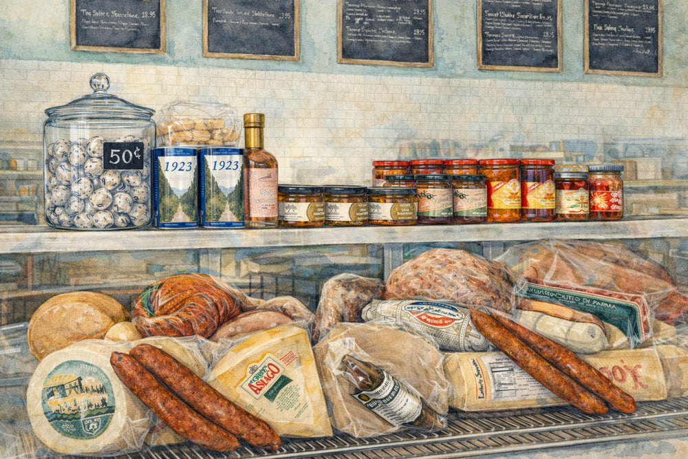 Watercolor illustration of Buon Cibo Italian Specialties